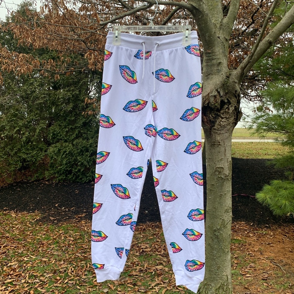WOMENS RAINBOW COLOR PRINTED LIP BOTTOMS